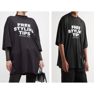 BALENCIAGA Oversized Baggy Distressed Printed Tee Free Styling Tips Hotline NWT